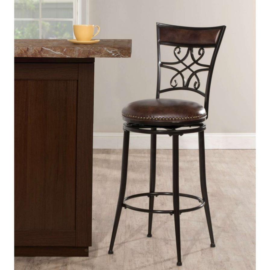 Bar Stools * | Best Sale Counter Height Stools Hillsdale Furniture Seville 26 In. Swivel Counter Stool With Nailhead Trim