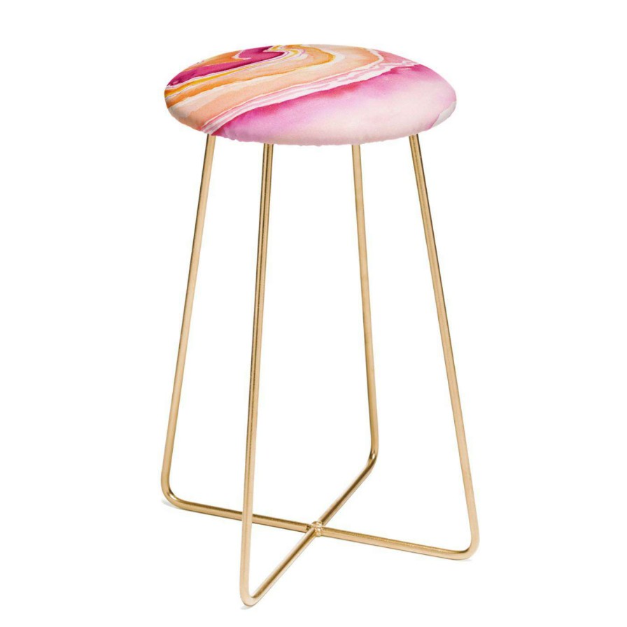 Bar Stools * | Brand New Counter Height Stools Deny Designs Laura Trevey Pink Agate 25 In. Backless Counter Stool