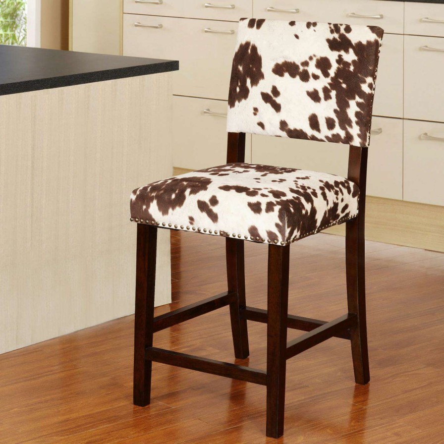 Bar Stools * | Promo Counter Height Stools Linon Corey 24 In. Counter Stool Udder Madness Brown