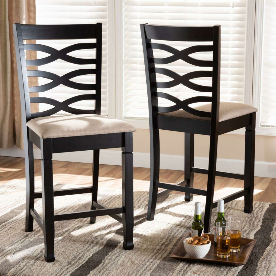 Bar Stools * | Best Pirce Counter Height Stools Hn Home Burbank Transitional 25 In. Upholstered Counter Height Chair Set Of 2