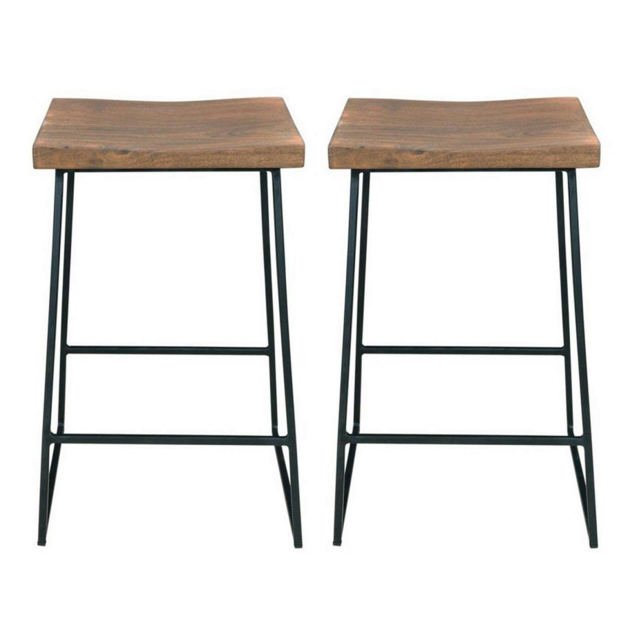 Bar Stools * | Hot Sale Counter Height Stools Coast To Coast Imports Industrial 24 In. Backless Counter Stool Set Of 2