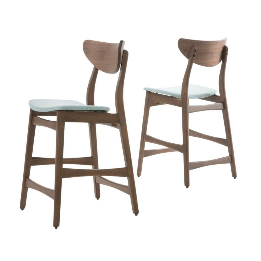 Bar Stools * | Wholesale Counter Height Stools Hn Home Canyon Mid-Century Modern 24 In. Upholstered Seat Counter Height Side Chair Set Of 2