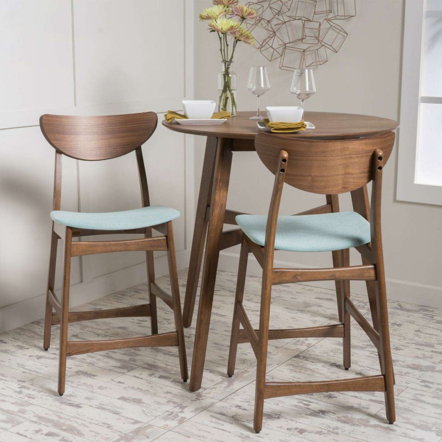 Bar Stools * | Wholesale Counter Height Stools Hn Home Canyon Mid-Century Modern 24 In. Upholstered Seat Counter Height Side Chair Set Of 2