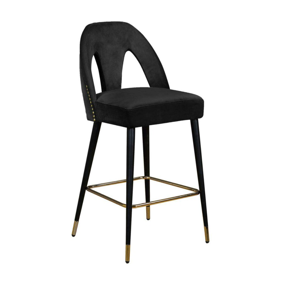 Bar Stools * | Wholesale Counter Height Stools Meridian Furniture Inc Akoya 28 In. Upholstered Counter Stool With Nailhead Trim Set Of 2