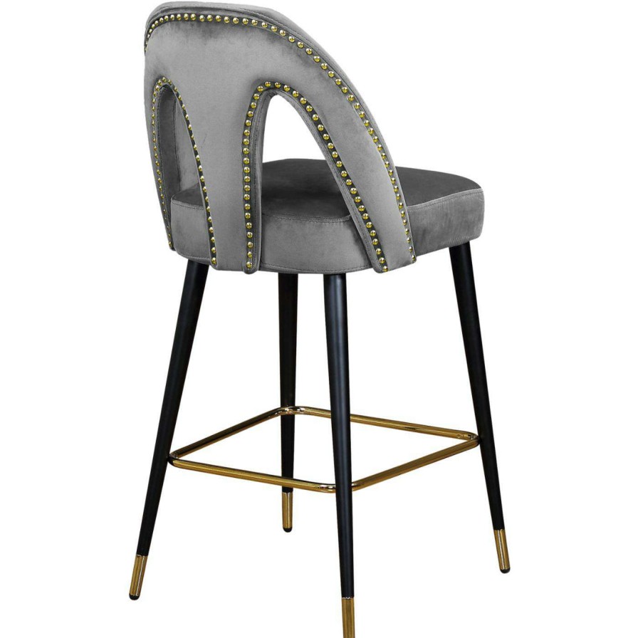 Bar Stools * | Wholesale Counter Height Stools Meridian Furniture Inc Akoya 28 In. Upholstered Counter Stool With Nailhead Trim Set Of 2