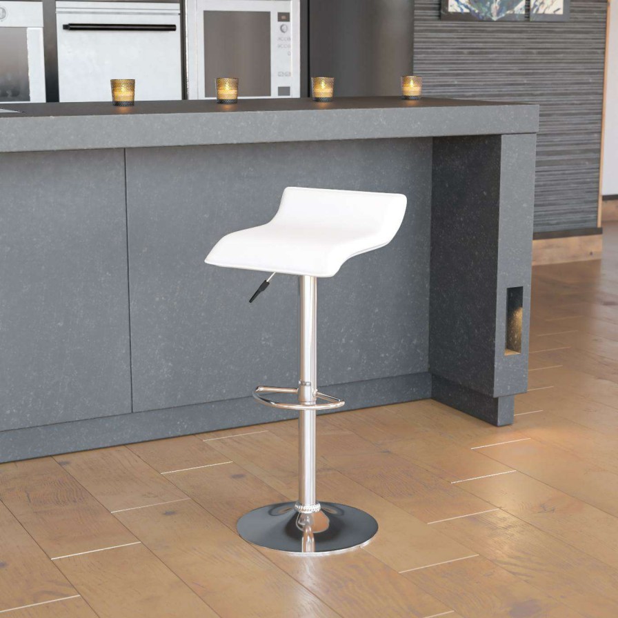 Bar Stools * | Brand New Counter Height Stools Flash Furniture Contemporary Vinyl Adjustable Bar Stool With Chrome Base