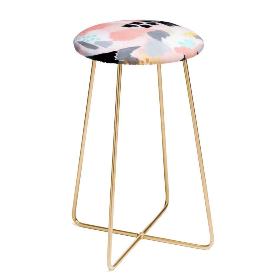 Bar Stools * | Outlet Counter Height Stools Deny Designs Laura Fedorowicz Serenity Abstract 25 In. Backless Counter Stool