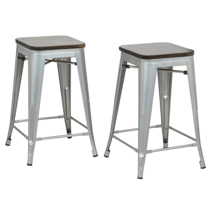 Bar Stools * | Best Sale Carolina Chair & Table Co. Counter Height Stools Carolina Chair & Table Co. Truett 24 In. Square Backless Counter Stool Set Of 2