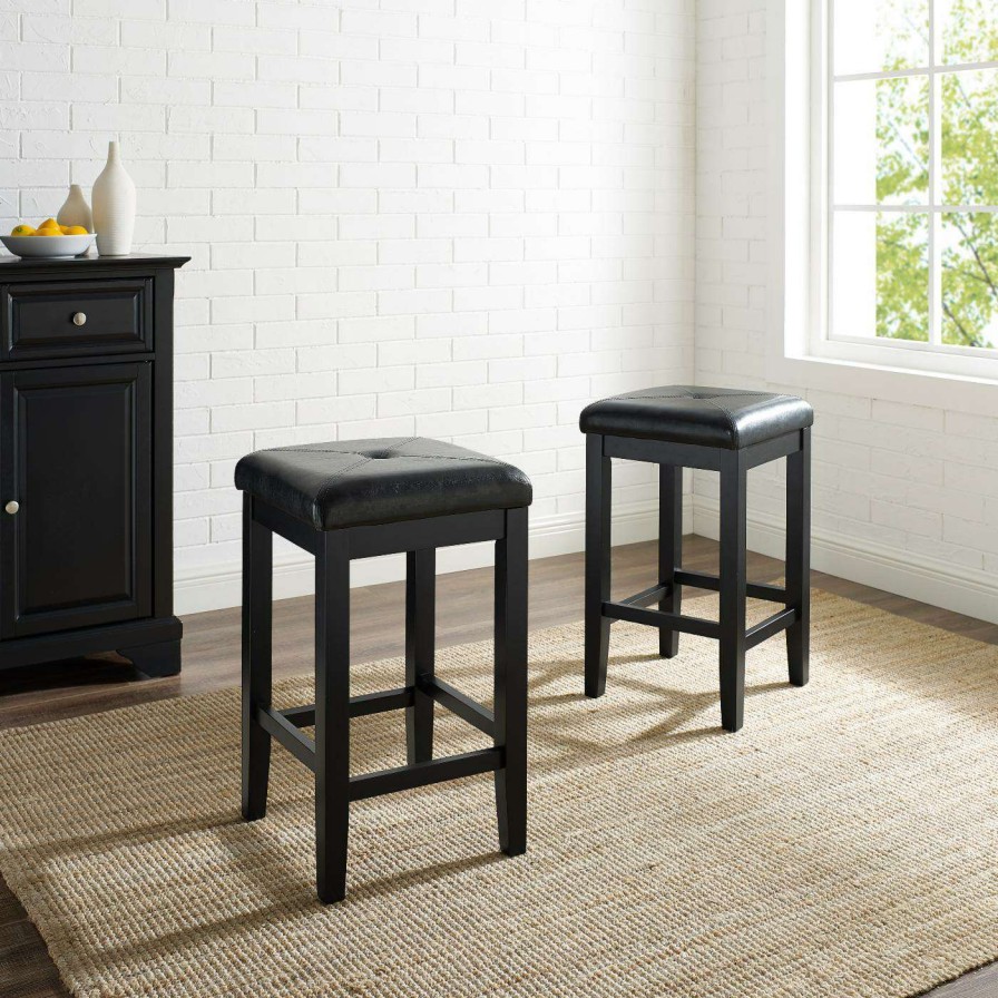 Bar Stools * | Discount Crosley Counter Height Stools Upholstered Square Seat Backless Counter Stool 24 In. Set Of 2