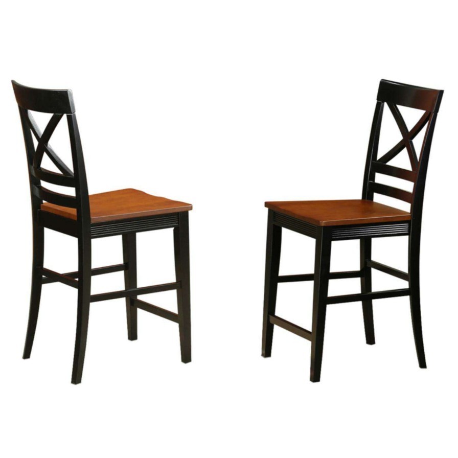 Bar Stools * | Best Deal Counter Height Stools East West Furniture Quincy X-Back Counter Height Dining Chair With Wooden Seat Set Of 2