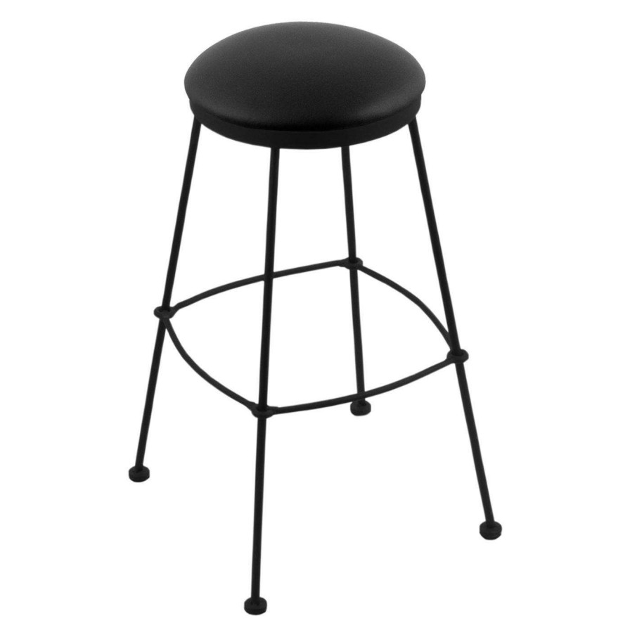 Bar Stools * | Best Deal Counter Height Stools Holland Bar Stool Co 25 In. Metal Stationary Counter Stool With Faux Leather Seat Black Wrinkle