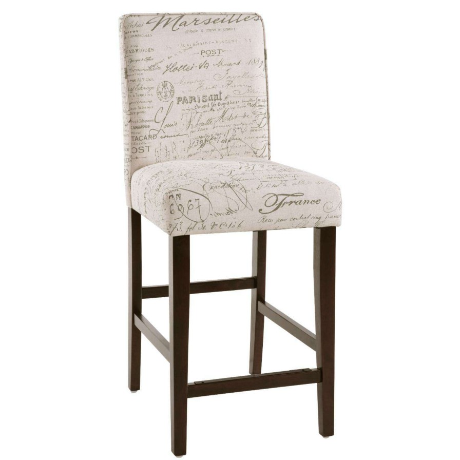 Bar Stools * | Discount Counter Height Stools Homefare Club Projects Paris Script 24 In. Upholstered Counter Stool