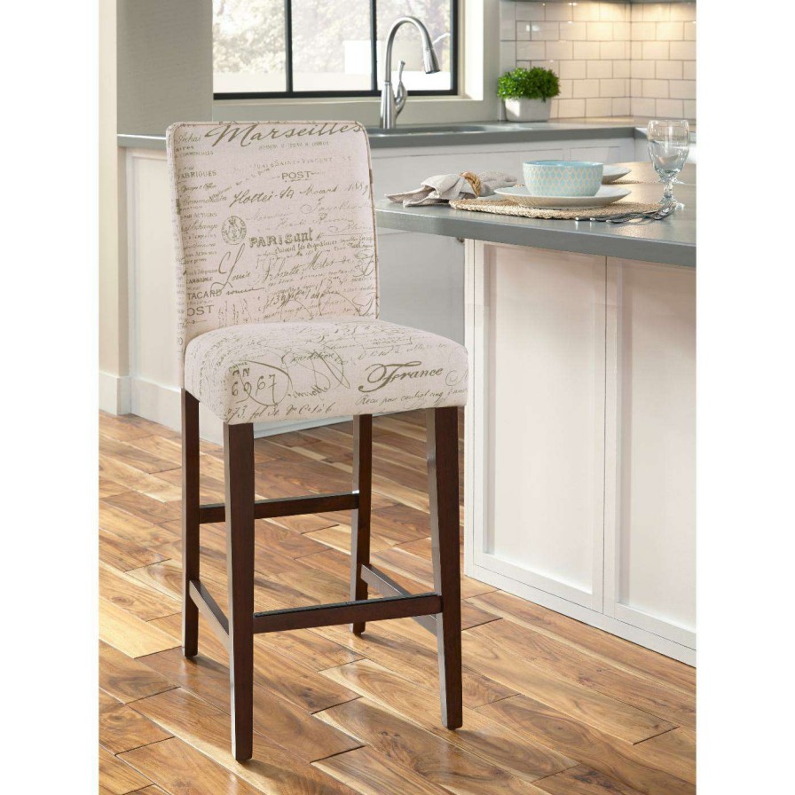 Bar Stools * | Discount Counter Height Stools Homefare Club Projects Paris Script 24 In. Upholstered Counter Stool