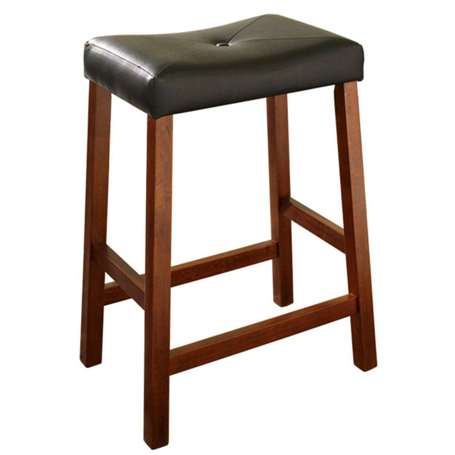 Bar Stools * | Best Reviews Of Counter Height Stools Crosley Crockett 24 In. Upholstered Saddle Seat Counter Stool Set Of 2 Classic Cherry