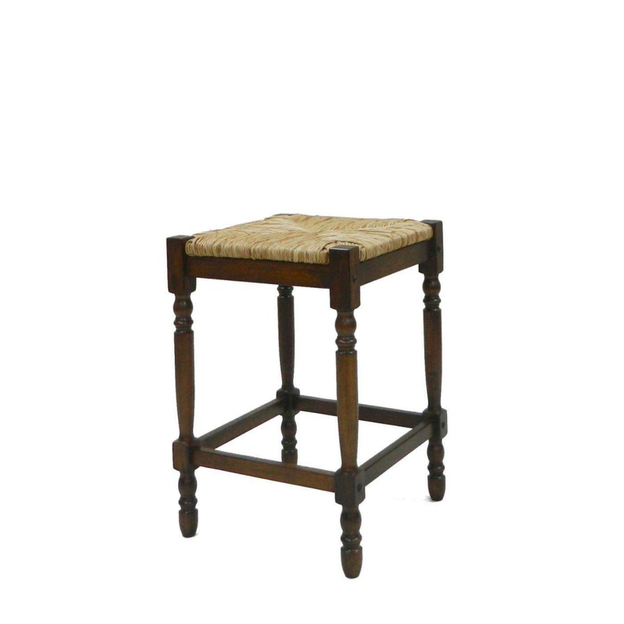 Bar Stools * | Cheapest Carolina Chair & Table Co. Counter Height Stools Carolina Gilbert 24 In. Counter Stool Chestnut With Rush Seat