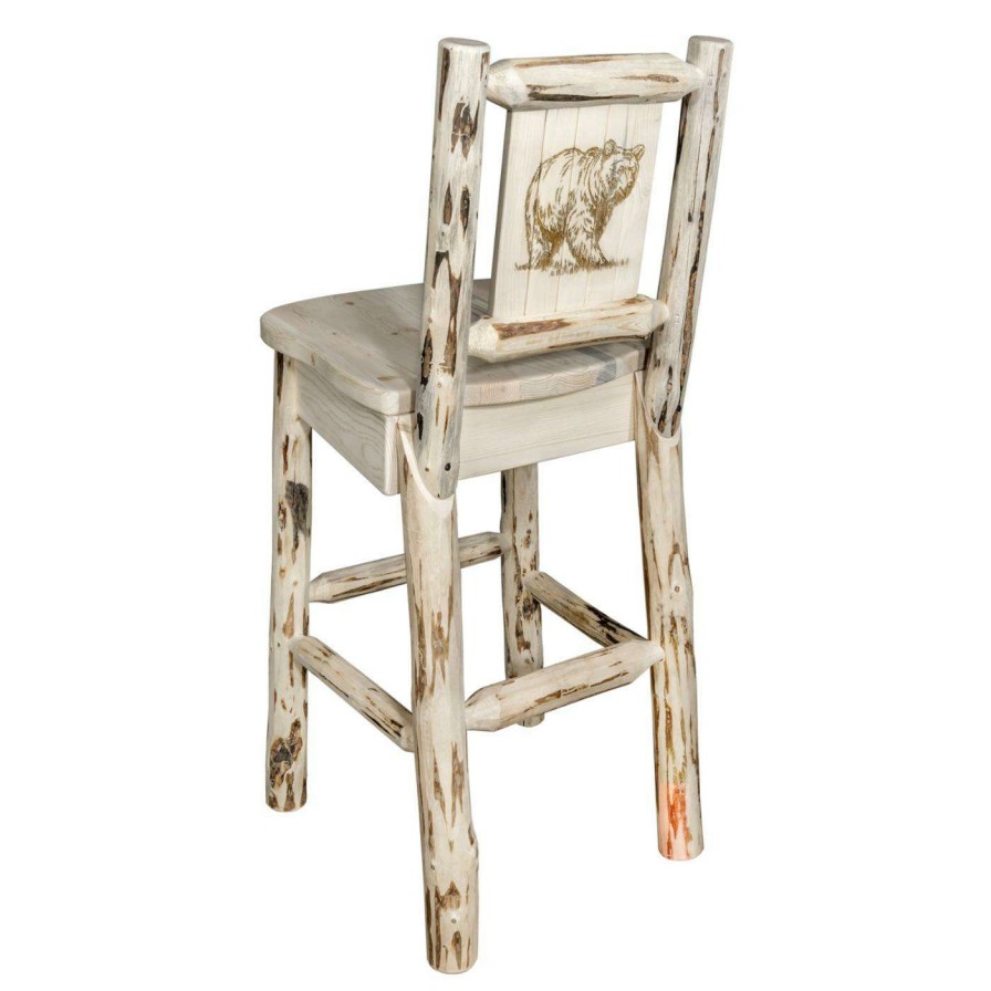 Bar Stools * | Outlet Counter Height Stools Montana Woodworks Montana 24 In. Engraved Counter Stool