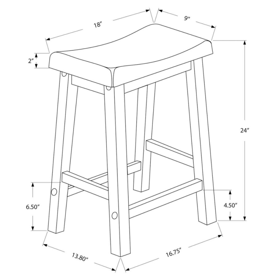 Bar Stools * | Best Sale Monarch Specialties Counter Height Stools Monarch Pennyhill Saddle Seat 2 Piece Counter Height Barstools