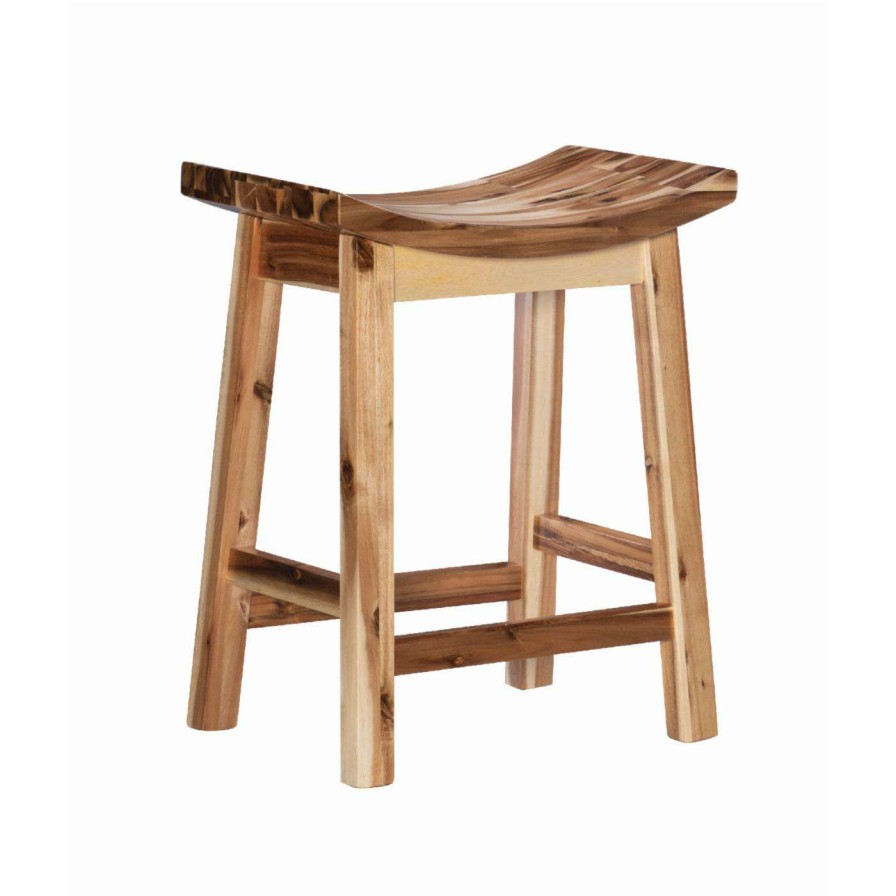 Bar Stools * | Top 10 Counter Height Stools Powell Dale 24 In. Backless Saddle Counter Stool Multicolor Natural Acacia Wood