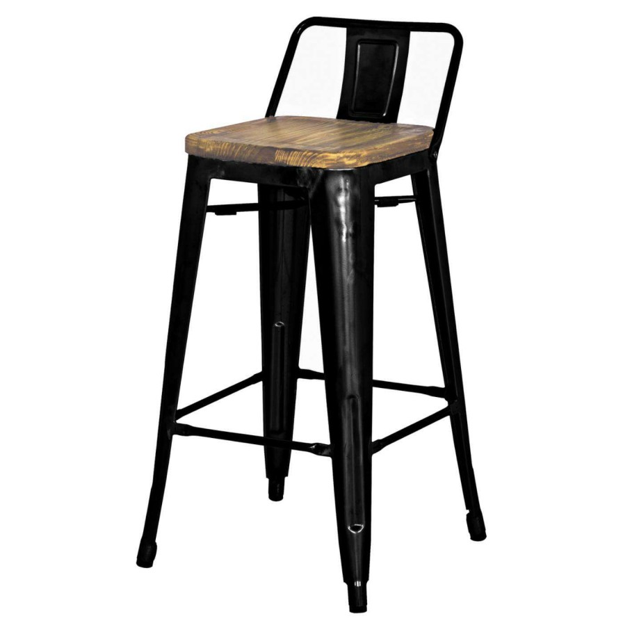 Bar Stools * | Wholesale Counter Height Stools New Pacific Direct Inc Metropolis 26 In. Low Back Counter Stool With Wood Seat Set Of 4 Red