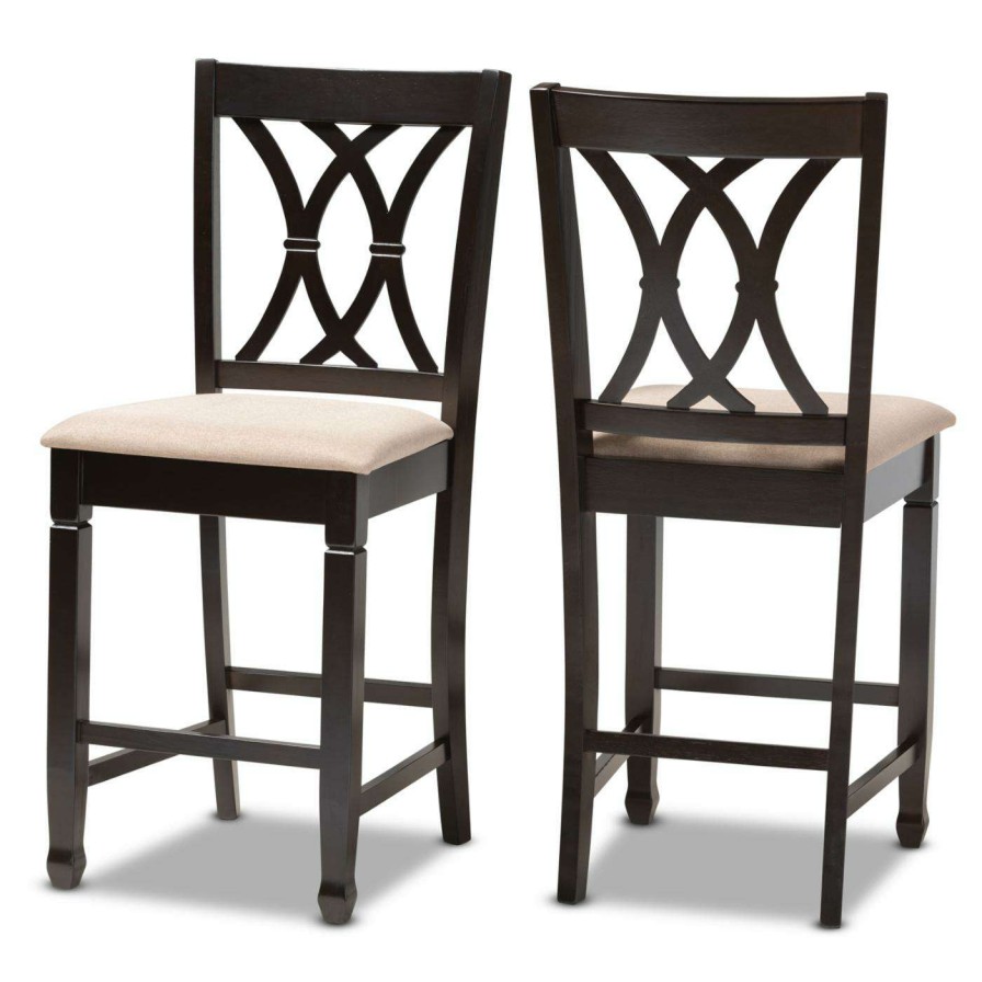 Bar Stools * | Buy Counter Height Stools Baxton Studio Reneau 25 In. Upholstered Counter Height Chair Set Of 2