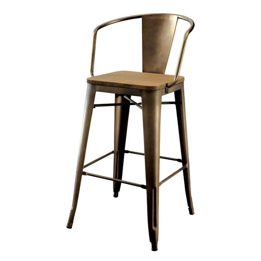 Bar Stools * | Best Sale Counter Height Stools Furniture Of America Olmsted Counter Height Metal Framed Dining Chairs Set Of 2