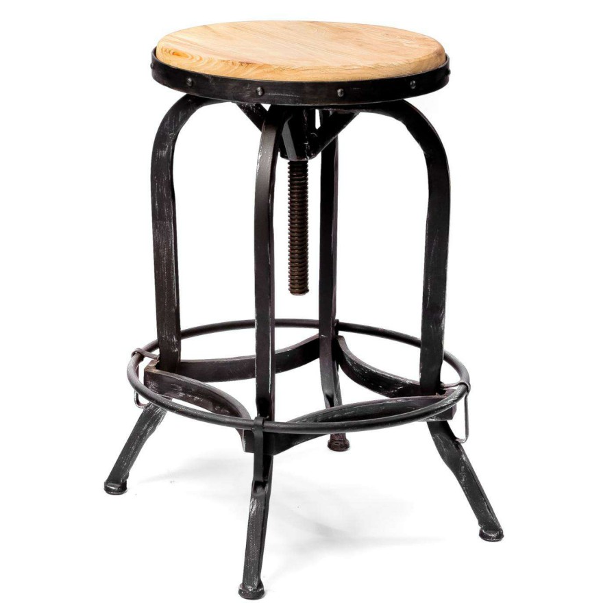 Bar Stools * | Discount Best Selling Home Counter Height Stools Weathered Oak Adjustable Bar Stool